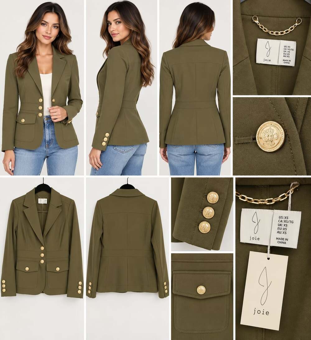 Joie Olive Green Military-Style Women's Blazer